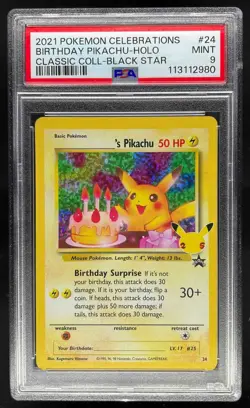 2021 Pokemon SW&SH Celebrations Birthday Pikachu Classic PSA 9 Mint #24 - Image 1