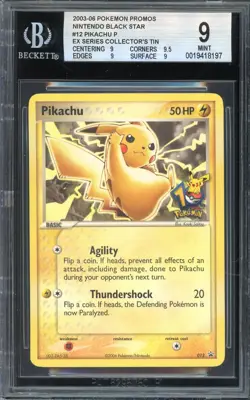 Pokemon TCG Nintendo Black Star #12 Pikachu EX Series Collector's Tin BGS 9 MINT - Image 1