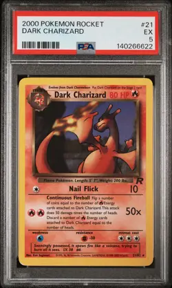 2000 POKEMON ROCKET #21 DARK CHARIZARD PSA 5 - Image 1