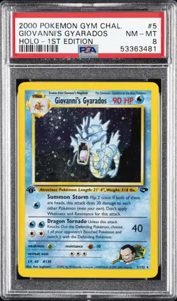 2000 POKEMON GYM CHALLENGE HOLO-1ST EDITION #5 GIOVANNI'S GYARADOS PSA 8 - Image 1
