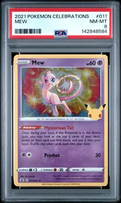 2021 POKEMON CELEBRATIONS #011 MEW PSA 8 - Image 1