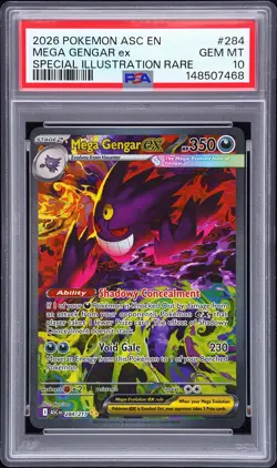2026 POKEMON ASCENDED HEROES ILLUSTRATION RARE #284 MEGA GENGAR EX PSA 10 - Image 1