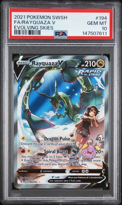 2021 POKEMON SWORD & SHIELD EVOLVING SKIES #194 FULL ART/RAYQUAZA V PSA 10 - Image 1