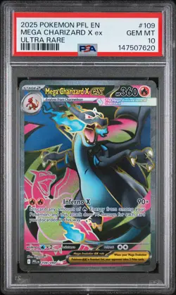 2025 POKEMON PFL EN-PHANTASMAL FLAMES ULTRA RARE #109 MEGA CHARIZARD X EX PSA 10 - Image 1