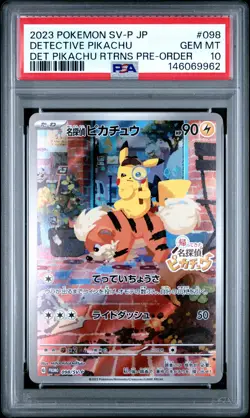 2023 POKEMON JAPANESE SV-P PROMO #098 DETECTIVE PIKACHU PSA 10 - Image 1