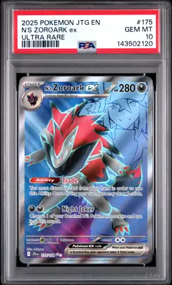 2025 POKEMON JTG EN-JOURNEY TOGETHER ULTRA RARE #175 N'S ZOROARK EX PSA 10 - Image 1