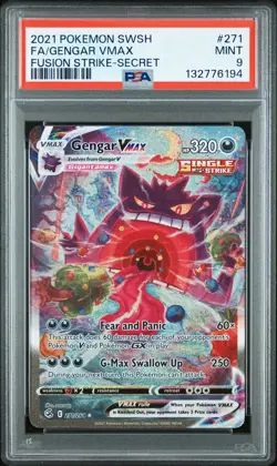 2021 POKEMON SWORD & SHIELD FUSION STRIKE SECRET #271 FULL ART/GENGAR VMAX PSA 9 - Image 1