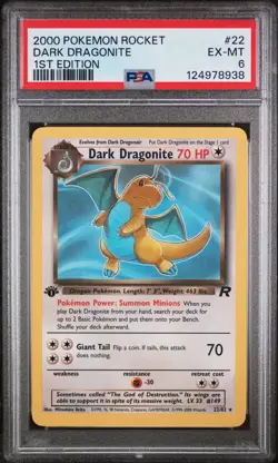 2000 POKEMON ROCKET 1ST ED #22 DARK DRAGONITE PSA 6 - Image 1
