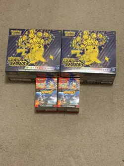 Pokemon TCG Surging Sparks ETB Elite Trainer Box+Booster Bundle SEALED Lot of 4 - Image 1