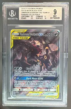 6329 Umbreon & Darkrai Tag Team 2016 Pokemon SM Black Star #SM241 Powers BGS 9 - Image 1
