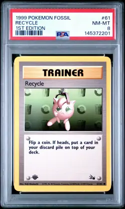 1999 POKEMON FOSSIL 1ST EDITION #61 RECYCLE PSA 8 - Image 1