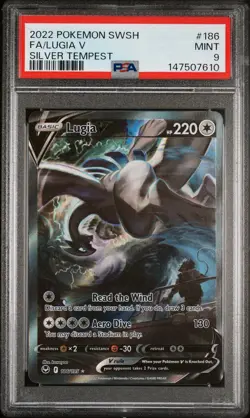 2022 POKEMON SWORD & SHIELD SILVER TEMPEST #186 FULL ART/LUGIA V PSA 9 - Image 1