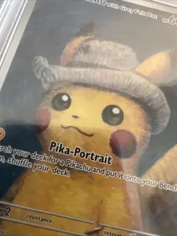 2023 Pokemon X Van Gogh Grey Felt Hat Pikachu PSA 10 GEM MT (Pika-Portrait) - Image 3