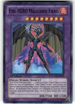 Yugioh Evil HERO Malicious Fiend LCGX-EN072 Super Rare NM 1st Edition NM - Image 1