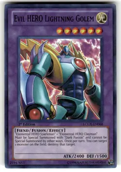 Yugioh Evil HERO Lightning Golem LCGX-EN068 Super Rare NM - Image 1
