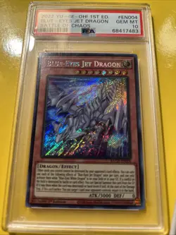 YuGiOh BLUE-EYES JET DRAGON BACH-EN004🔥PSA 10 GEM🔥1st EDITION-2022 SECRET RARE - Image 2