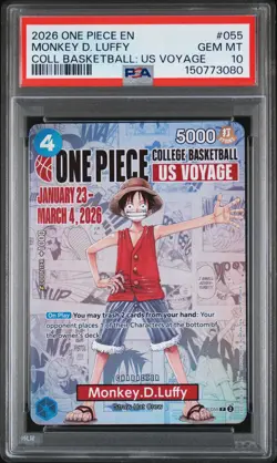 2026 ONE PIECE PROMOS COLLEGE BASKETBALL : US VOYAGE MONKEY D. LUFFY PSA 10 - Image 1
