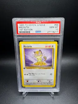 PSA 10 GEM MINT -🔥WoTC VINTAGE🔥1999 POKEMON JUNGLE - MEOWTH 1ST EDITION #56 - Image 1