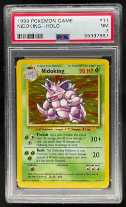 1999 Pokemon Base Set Unlimited Nidoking PSA 7 Near Mint #11/102 - Image 1