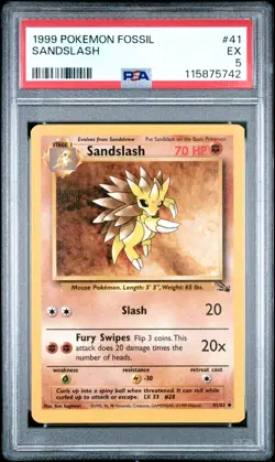 1999 POKEMON FOSSIL #41 SANDSLASH PSA 5 - Image 1