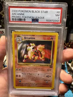2000 Pokemon Black Star Arcanine Promo-Pokemon League #6 PSA NM 7 - Image 1