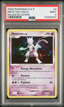 2008 Pokemon Mewtwo Majestic Dawn Holo Rare #9 PSA 9 Vintage Low Pop - Image 1