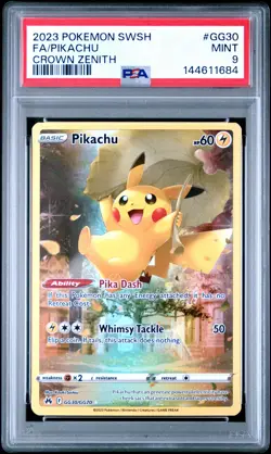 2023 POKEMON SWORD & SHIELD CROWN ZENITH #GG30 FULL ART/PIKACHU PSA 9 - Image 1