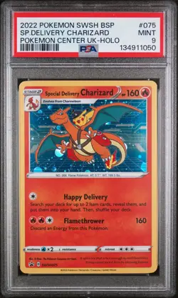 2022 POKEMON SWSH BLACK STAR PROMO #075 SPECIAL DELIVERY CHARIZARD-HOLO PSA 9 - Image 1