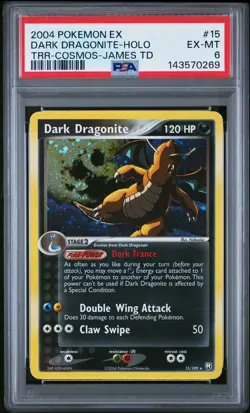 2004 POKEMON EX TEAM ROCKET RETURNS #15 DARK DRAGONITE-HOLO PSA 6 - Image 1