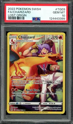 Pokemon TCG SWSH Lost Origin #TG03 Charizard Trainer Gallery Full Art PSA 10 - Image 1