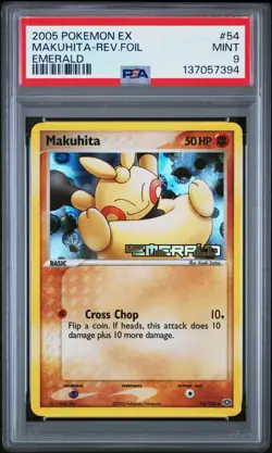 2005 POKEMON EX EMERALD #54 MAKUHITA-REVERSE FOIL PSA 9 - Image 1