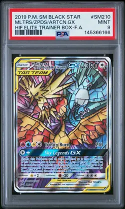 2019 POKEMON SM BLACK STAR PROMO FULL ART/MOLTRES & ZAPDOS & ARTICUNO GX PSA 9 - Image 1