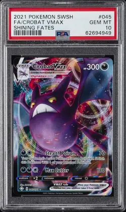 2021 POKEMON SWORD & SHIELD SHINING FATES #045 FULL ART/CROBAT VMAX PSA 10 - Image 1