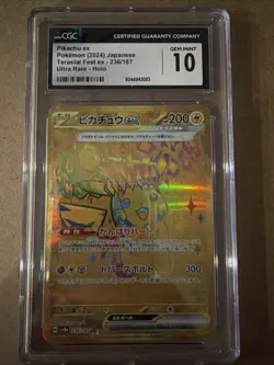 Pokemon Graded Pikachu ex #236/187 Japanese Terastal Festival ex CGC 10 - Image 1