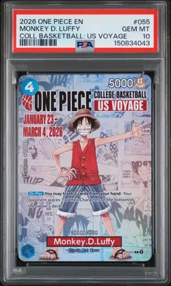 2026 ONE PIECE PROMOS COLLEGE BASKETBALL : US VOYAGE MONKEY D. LUFFY PSA 10 - Image 1