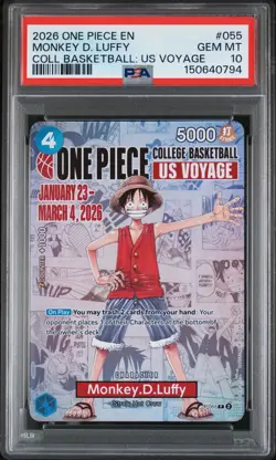 2026 ONE PIECE PROMOS COLLEGE BASKETBALL : US VOYAGE MONKEY D. LUFFY PSA 10 - Image 1