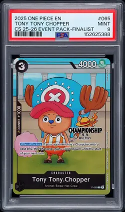 2025 ONE PIECE CHAMPIONSHIP 25-26 EVENT PACK FINALIST TONY TONY CHOPPER PSA 9 - Image 1
