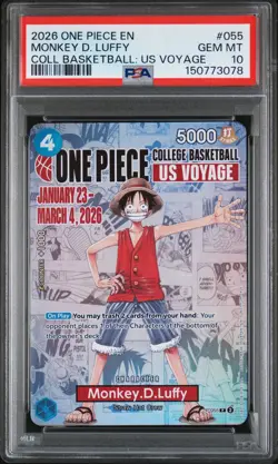 2026 ONE PIECE PROMOS COLLEGE BASKETBALL : US VOYAGE MONKEY D. LUFFY PSA 10 - Image 1