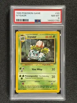 1999 Pokemon Game #30 IVYSAUR Base Set SeriesUncommon 30/102 Pokemon Card PSA 8 - Image 1