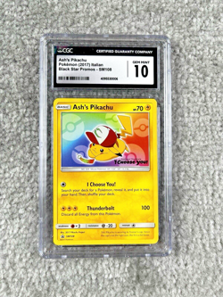 CGC 10 Ash's Pikachu SM108 Sun & Moon Black Star Promo I CHOOSE YOU 2017 Pokemon - Image 1