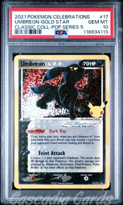 PSA 10 Umbreon Gold Star 17/17 Celebrations Classic Collection Pokemon - Image 1