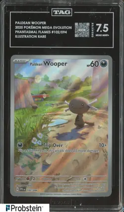 2025 Pokemon Mega Evolution Phantasmal Flames #102/094 Paldean Wooper TAG 7.5 - Image 1