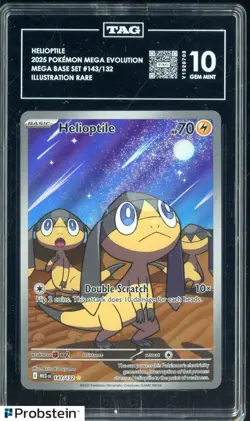 2025 Pokemon Mega Evolution Base Set #143 Helioptile Illustration Rare TAG 10 - Image 1