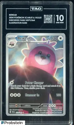 2024 Pokemon SV Shrouded Fable #079 Bewear Illustration Rare TAG 10 - Image 1