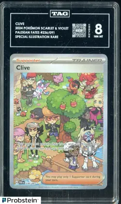 2024 Pokemon SV Paldean Fates #236 Clive Special Illustration Rare TAG 8 - Image 1