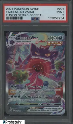 2021 Pokemon SWSH Fusion Strike Secret #271 FA/ Gengar VMAX PSA 9 MINT - Image 1