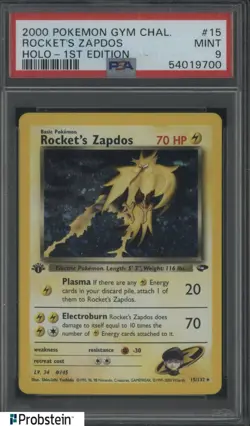 2000 Pokemon Gym Challenge 1st Edition #15 Rocket's Zapdos Holo PSA 9 MINT - Image 1