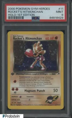 2000 Pokemon Gym Heroes 1st Edition #11 Rocket's Hitmonchan Holo PSA 9 MINT - Image 1