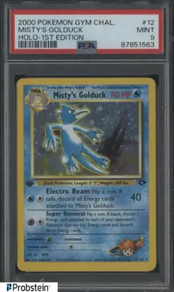 2000 Pokemon Gym Challenge 1st Edition #12 Misty's Golduck Holo PSA 9 MINT - Image 1