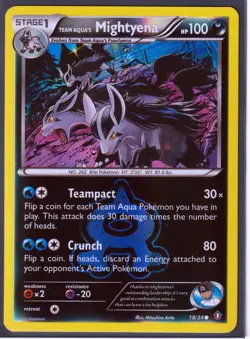 POKEMON Team Aqua's MIGHTYENA 18/95 EX Team Magma vs Team Aqua REVERSE HOLO NM - Image 1